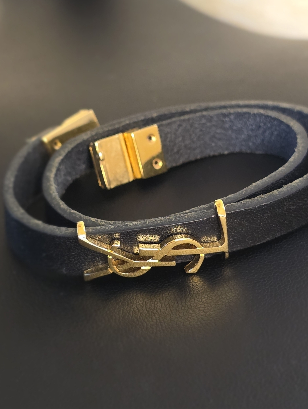 YSL Opyum Double Wrap Leather Bracelet -
